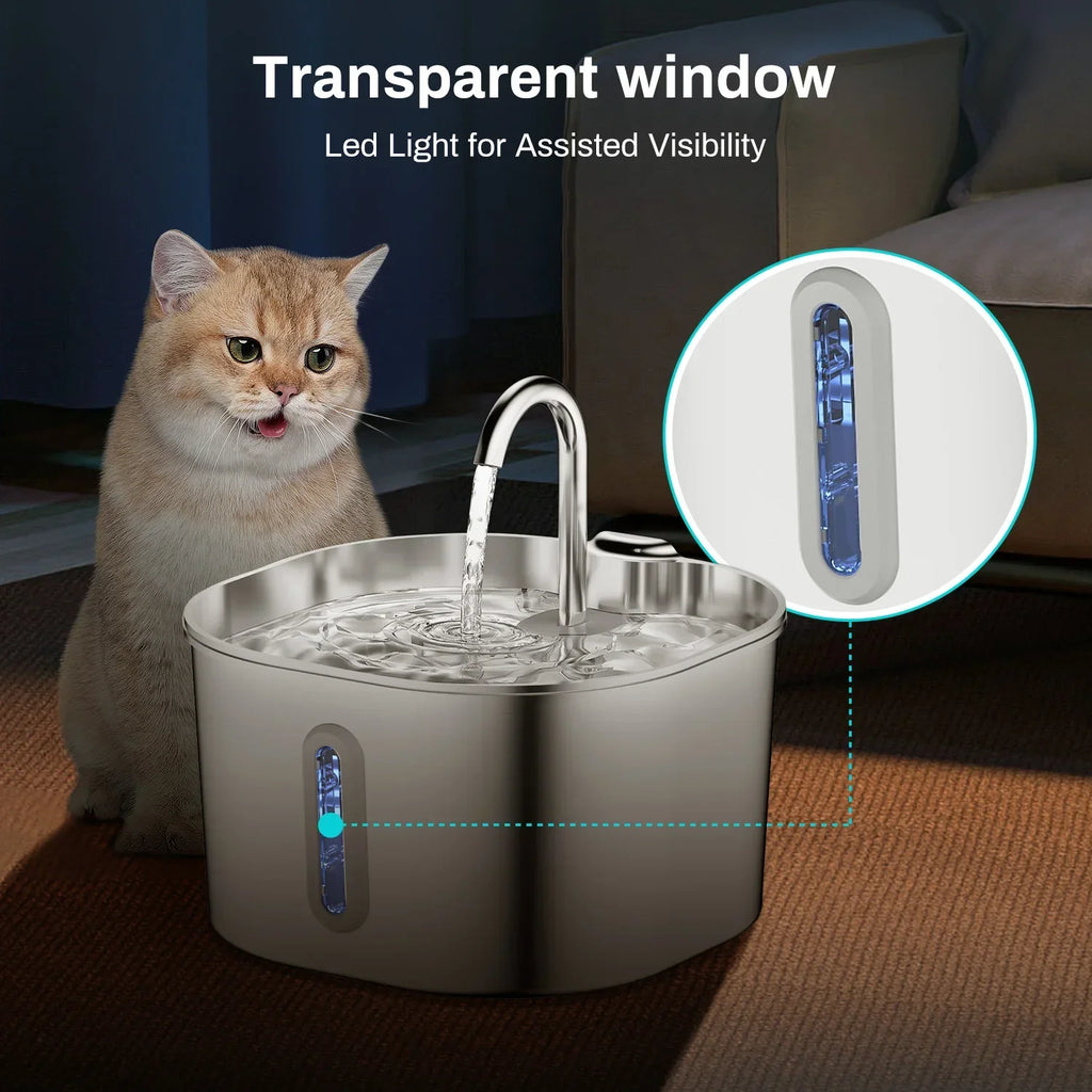 ZYFeeder 2.2L Stainless Steel Pet Water Fountain