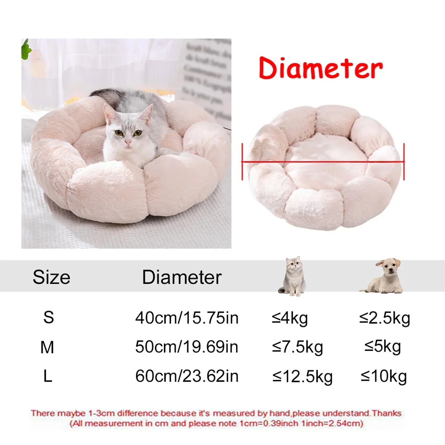 Round Plush Pet Bed – Super Soft for Dogs & Cats