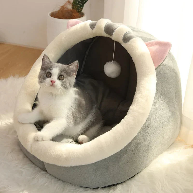Deep Sleep Cat Bed – Foldable Cave with Removable Pad
